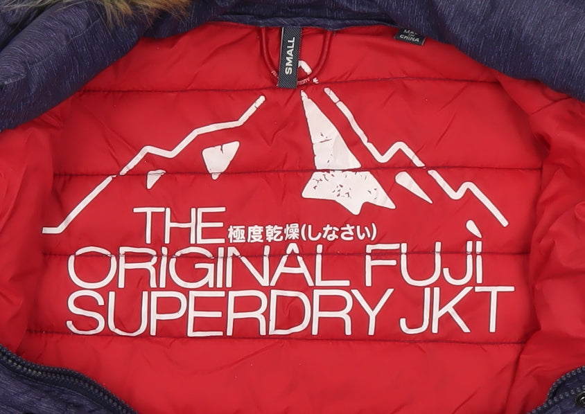 Superdry Womens Blue Hooded Fuji Puffer Jacket Small