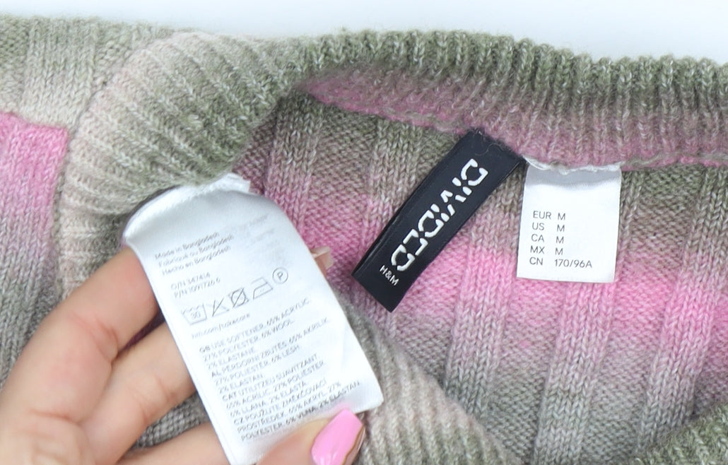 Divided by H&M Women's Multicoloured Striped Crew Neck Jumper Size 12