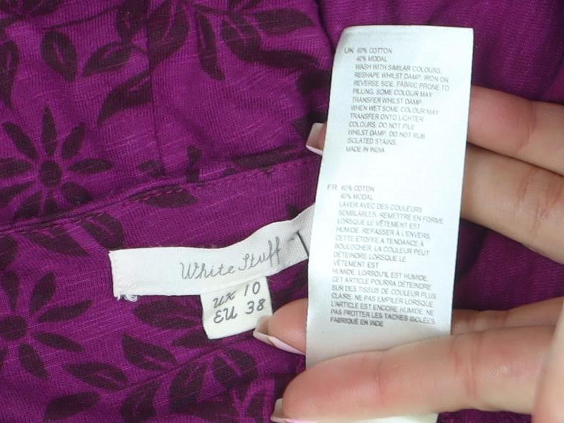 White Stuff Women’s Purple Floral A-Line Jersey Dress Size 10
