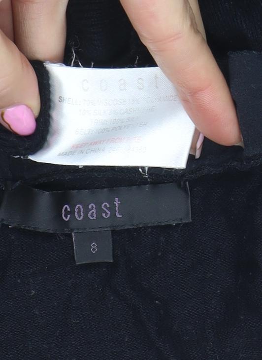 Coast Womens Black Size 8 V-Neck Button Cardigan