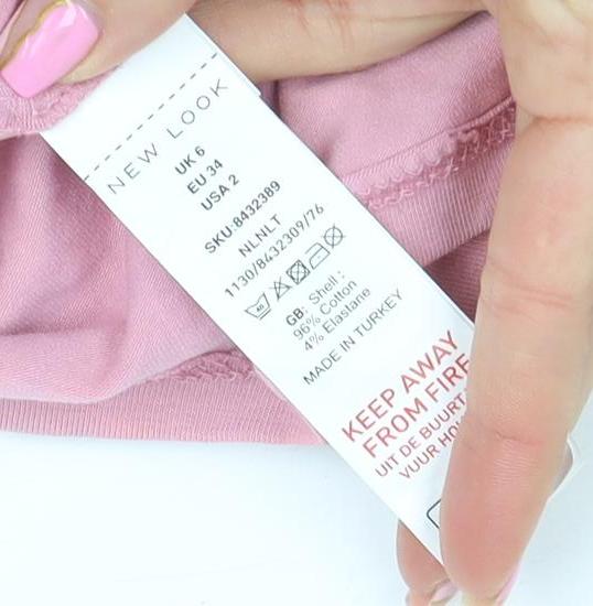 New Look Women Pink Cropped Long Sleeve Scoop Neck Top Size 6
