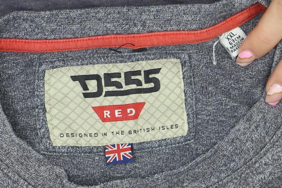 DSFIVE5 RED Men's Grey Colourblock Regular Fit Crew Neck T-Shirt 3XL