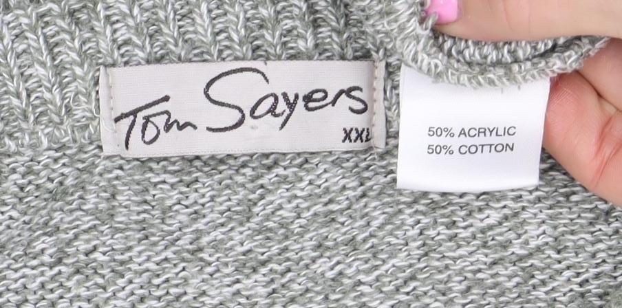Tom Sayers Mens Grey XXL Crew Neck Acrylic Cotton Jumper