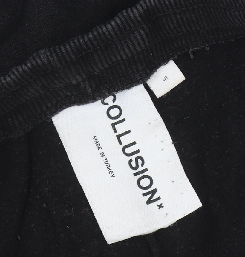 Collusion Men's Black Jogger Sweatpants Size S Relaxed Fit Fleece