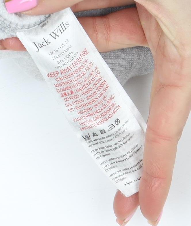 Jack Wills Womens Grey Size 12 Pullover Hoodie Sweatshirt