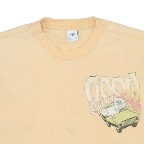 Zara Womens Beige Graphic Pullover Sweatshirt Size L