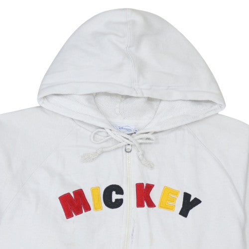 Disney Women White Mickey Full Zip Hoodie Size M Cotton Blend