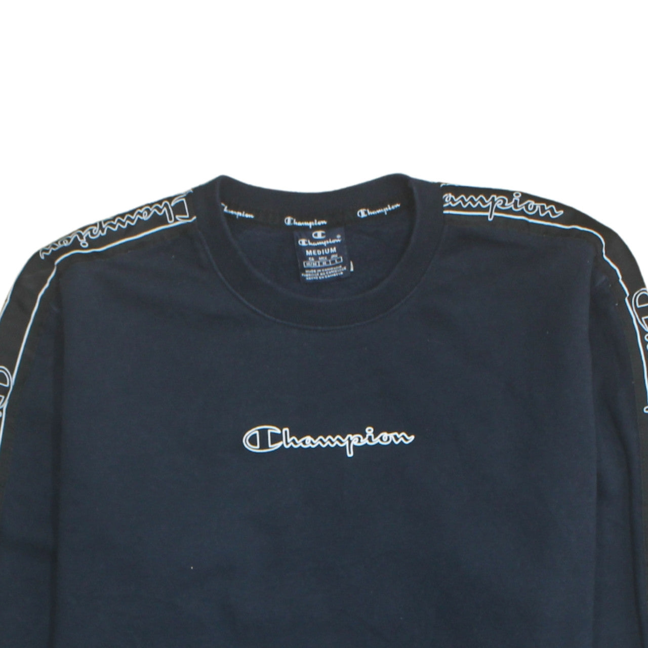 Champion Men's Black Medium Crew Neck Logo Sweatshirt