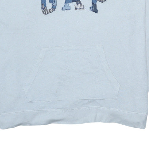 Gap Men's White Pullover Hoodie M Logo Fleece Hooded Sweatshirt