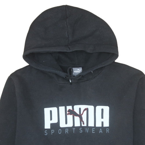 Puma Men's Black Pullover Hoodie L Logo Sports Fleece Sweatshirt
