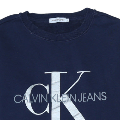 Calvin Klein Jeans Boys Navy Blue Logo Crew Neck Sweatshirt Size 16