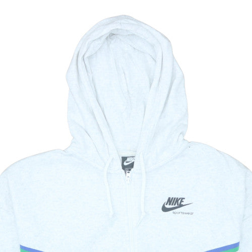 Nike Womens White Full Zip Hoodie Sweatshirt Medium Sportswear Logo