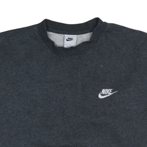 Nike Mens Grey Pullover Sweatshirt L Regular Fit Crew Neck Logo