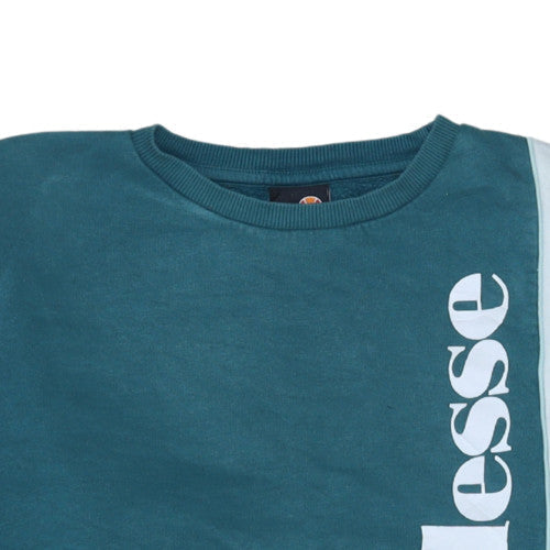 Ellesse Womens Colourblock Blue Sweatshirt UK 14 Cotton Blend