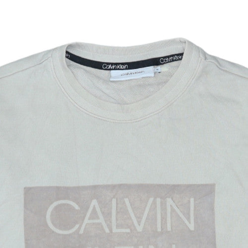 Calvin Klein Men Beige Logo Pullover Sweatshirt M Regular Fit