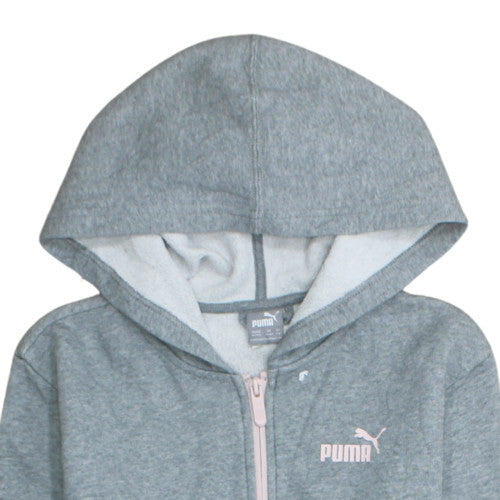 Puma Girls Grey Full Zip Hoodie 15-16 Years Fleece Sportswear
