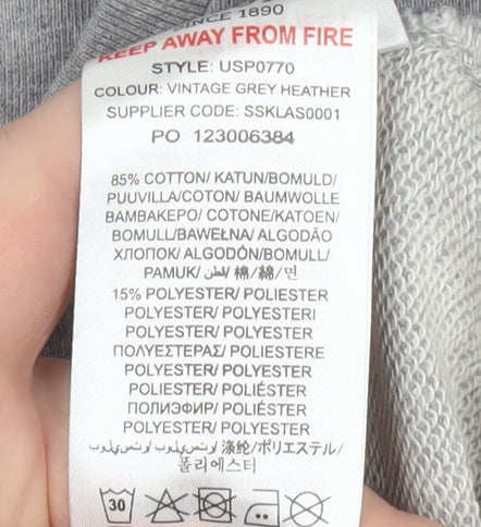 U.S. Polo Assn. Boys Grey Pullover Sweatshirt 12-13 Years Crew Neck Logo Print