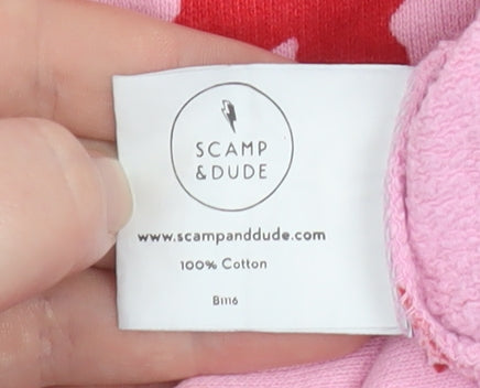Scamp & Dude Womens Pink Red Leopard Print XS Cotton Sweatshirt