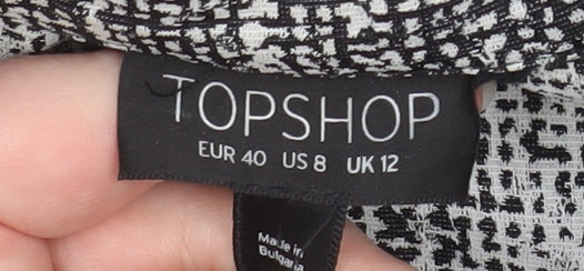Topshop Women's Grey Check Long Tweed Overcoat UK 12