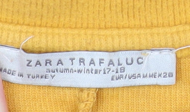 Zara Trafaluc Women Yellow Long Sleeve Pullover Sweatshirt Size 10
