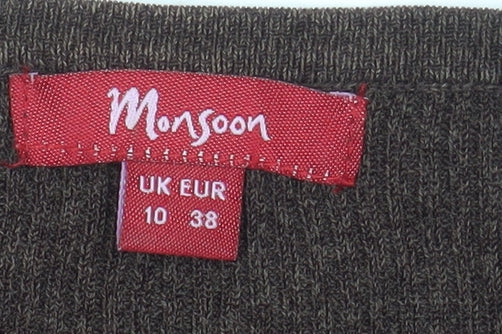 Monsoon Women Brown Wool Blend Knit Fit & Flare Dress UK 10