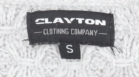 Clayton Men's Grey Cable Knit Pullover Jumper Size S