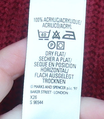 Marks & Spencer Womens Red Roll Neck Acrylic Jumper Size 10