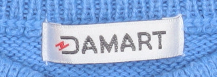 Damart Women’s Blue Henley Mock Neck Jumper Size 18 Acrylic Knit