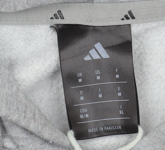 Adidas Men Grey Full Zip Hooded Jacket M Basic Sportswear