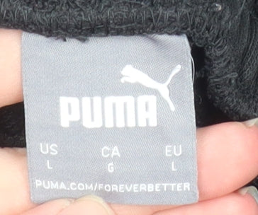 Puma Men's Black Fleece Jogger Trousers Size L Regular Fit Activewear