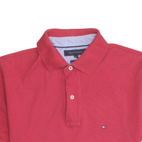 Tommy Hilfiger Men's Red Cotton Short Sleeve Polo Shirt M