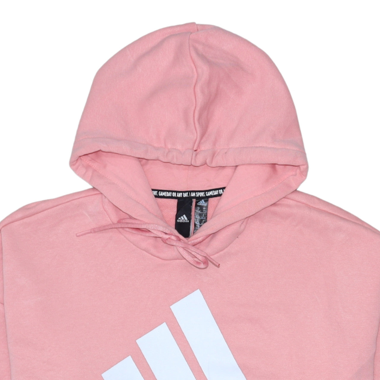 Adidas Womens Pink Pullover Hoodie M 12-14 Logo Cotton Blend