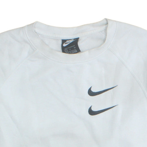 Nike Women White Small Pullover Sweatshirt with Double Logo