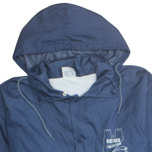 Cotton Tee Men's Blue Hooded Windbreaker Jacket M