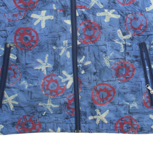 Decathlon Unisex Kids Blue Nautical Print Hooded Lightweight Rain Coat L