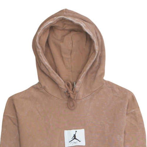 Jordan Women’s Brown Pullover Hoodie M Washed Cotton Blend Logo