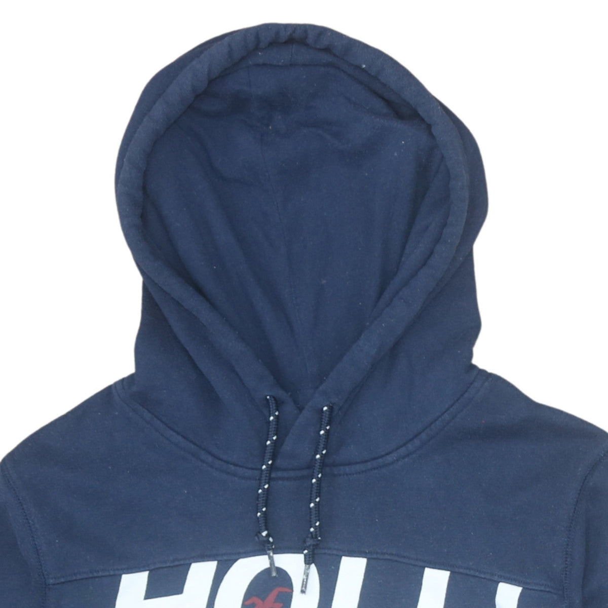 Hollister Men Blue Pullover Hoodie Fleece Medium Logo Print
