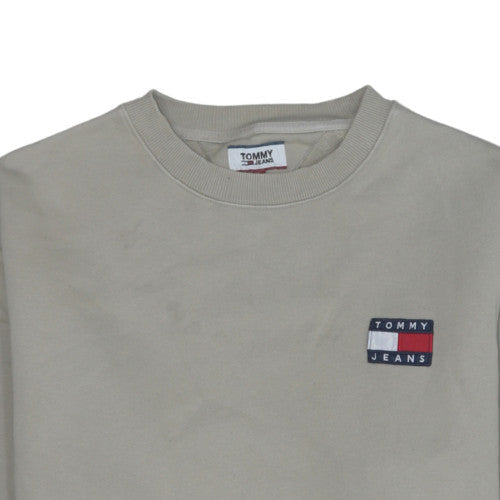 Tommy Jeans Men's Beige Cotton Crew Neck Sweatshirt L