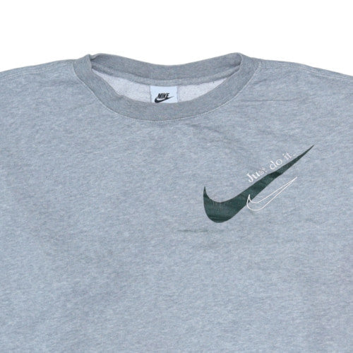 Nike Men’s Grey Pullover Sweatshirt L Logo Crew Neck Fleece