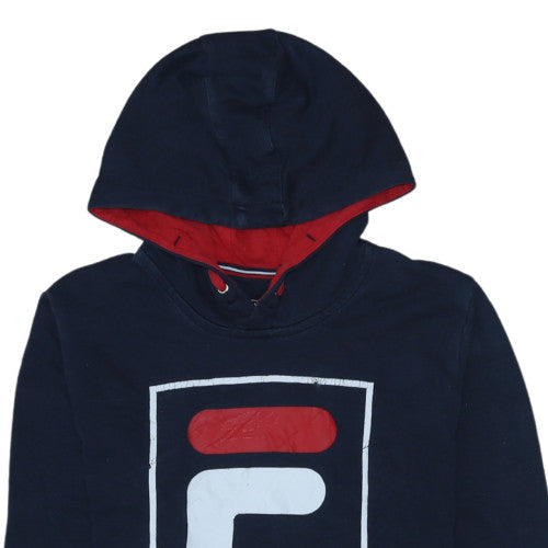 Fila Boys Blue Pullover Hoodie Size 152 Logo Hooded Sweatshirt