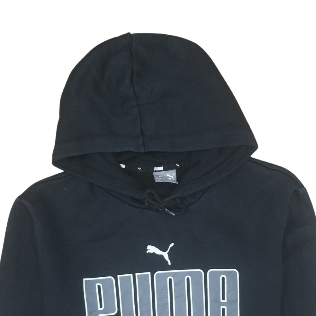 Puma Men’s Black Pullover Hoodie Medium Fleece Logo Sportswear
