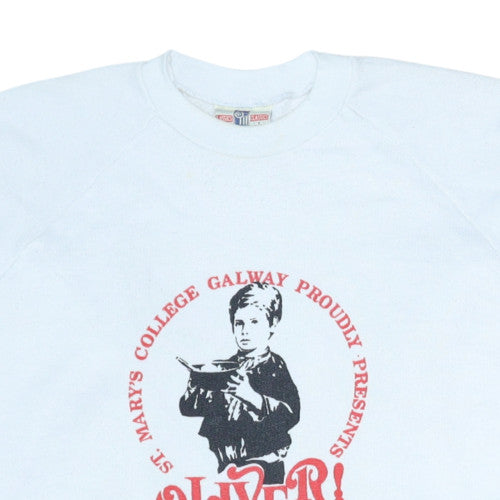 Connolly Men's White Oliver! Graphic Pullover Sweatshirt L Vintage