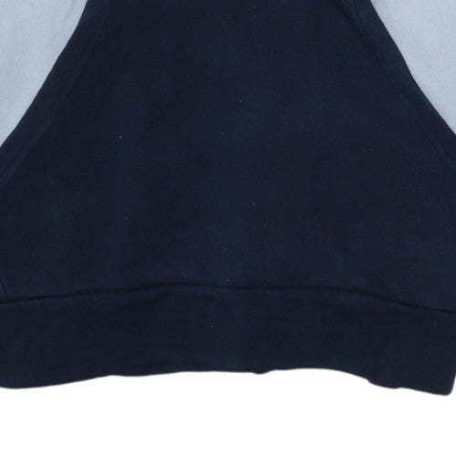 Adidas Boys Blue & Navy Hoodie 164 Full Sleeve Pullover Fleece Sweatshirt