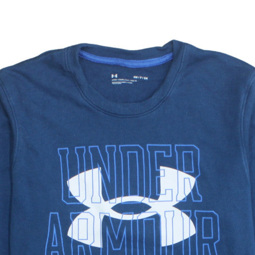 Under Armour Mens Blue Small Pullover Graphic Logo Sweatshirt