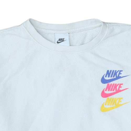 Nike Men's White Graphic Logo Pullover Sweatshirt Size M
