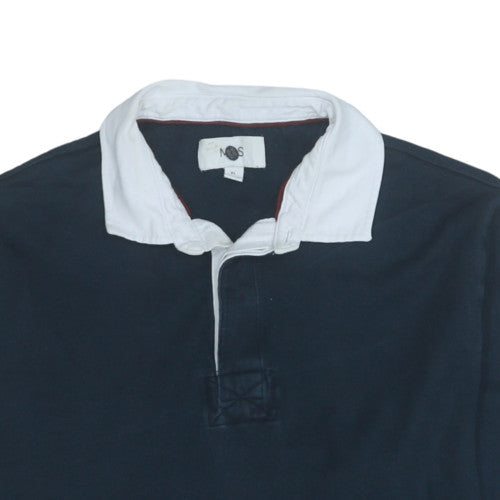 Marks & Spencer Men's Blue Collared Henley Sweatshirt XL