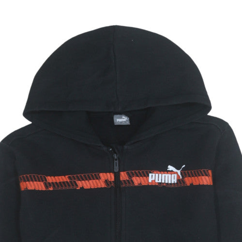 Puma Teens Black Full Zip Hoodie XL 16Y Logo Sportswear