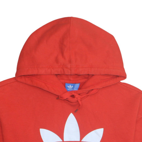 Adidas Womens Red Trefoil Pullover Hoodie Size 14 UK Cotton Blend