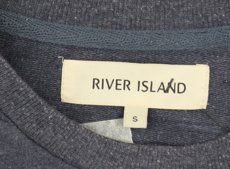 River Island Men's Blue Graphic Print Sweatshirt Size S