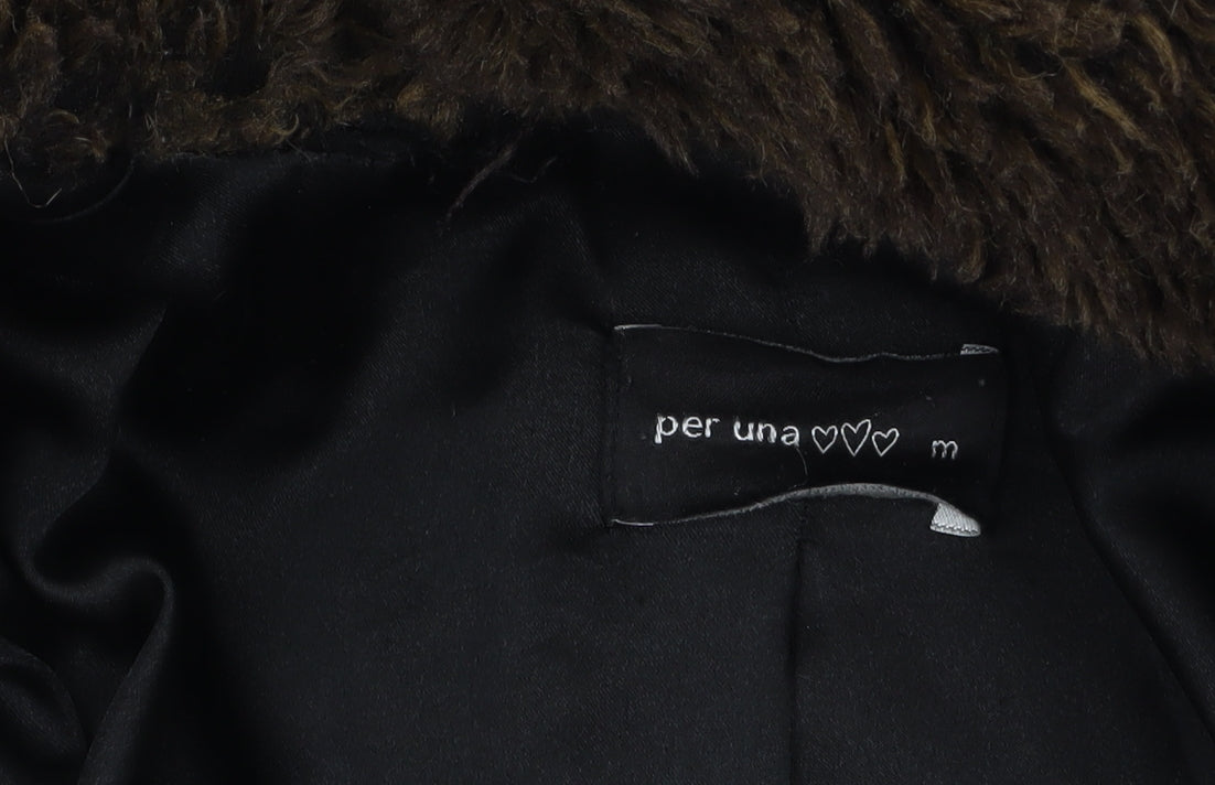 Marks and Spencer Per Una Women's Brown Faux Fur Mid-Length Coat M